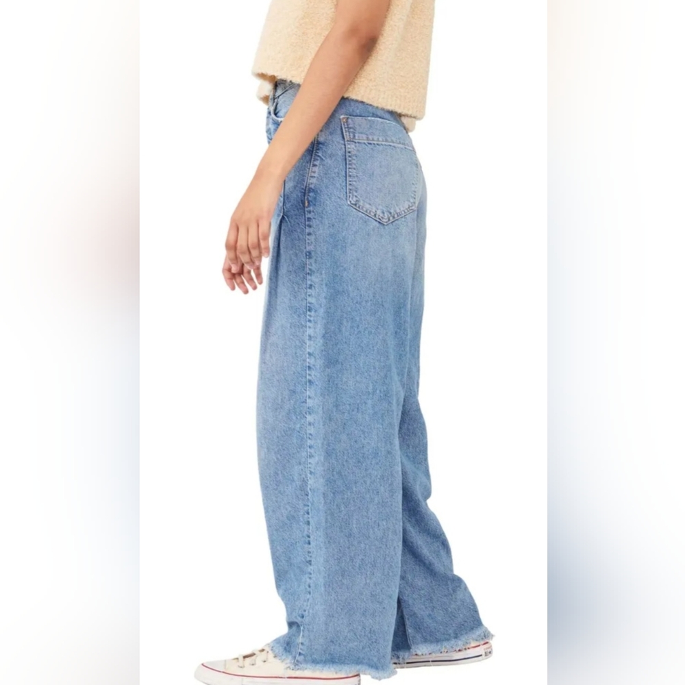 Free People High-Waist Wide Leg Jeans in Blue - Picture 7 of 13